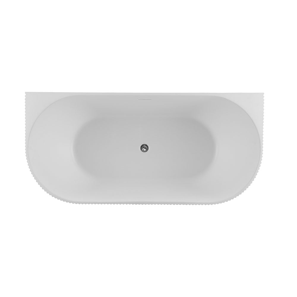 Avalon V-Groove Fluted Back-To-Wall Matte White Freestanding Bath - 1700mm – detail view