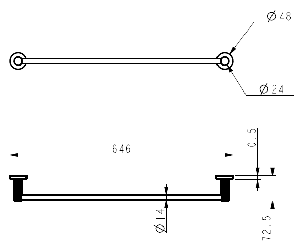 Linie Single Towel Rail 600 mm – view 5