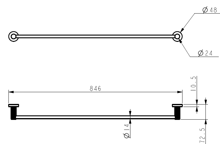 Linie Single Towel Rail 800 mm – view 5