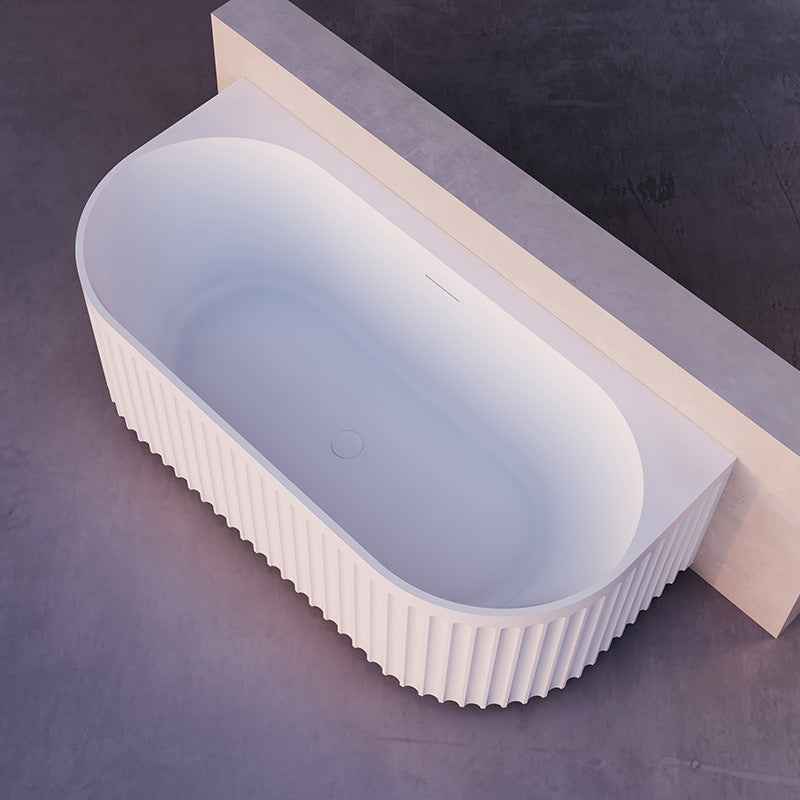 Artemus Fluted Matte White Back to Wall Freestanding Bath - 1700mm