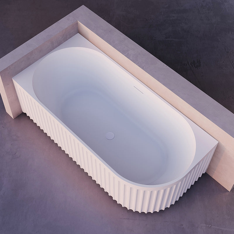 Artemus Fluted Left Hand Corner Matte White Freestanding Bath - 1500mm
