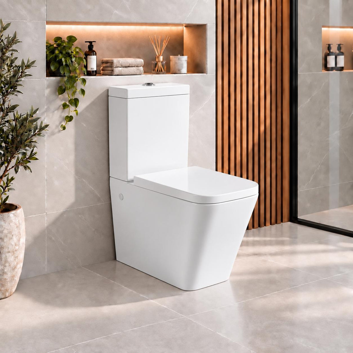 Aura Back To Wall Rimless Toilet Suite – Gloss White
