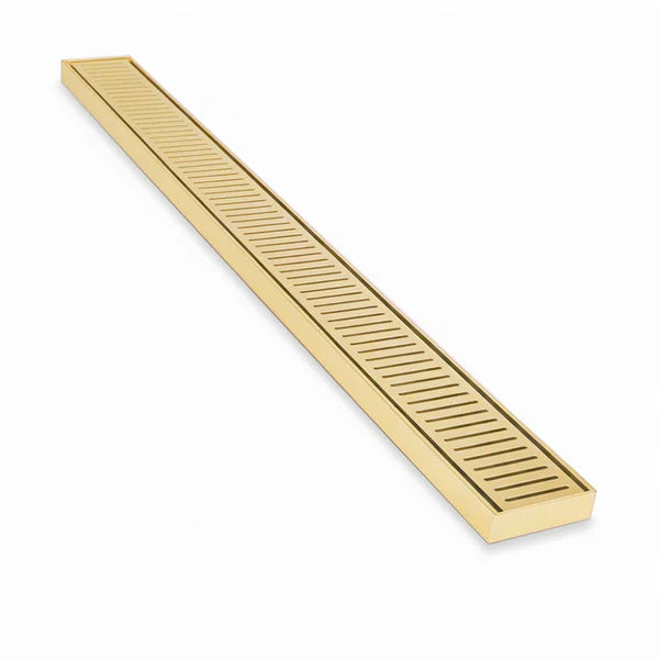 Aluminium Slimline Shower Grate Drain 300-3000x100x21mm – Brushed Gold – alternate view
