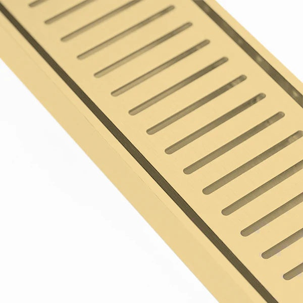 Aluminium Slimline Shower Grate Drain 300-3000x100x21mm – Brushed Gold – view 5