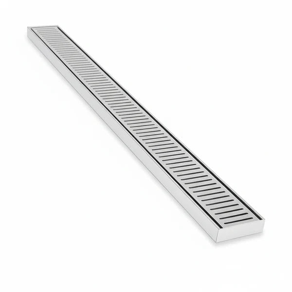 Aluminium Slimline Shower Grate Drain 300-3000x100x21mm – Chrome – alternate view