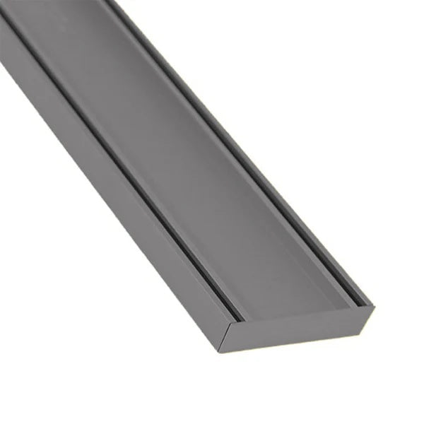 Aluminium Slimline Tile Insert Shower Drain 300-3000x100x21mm – Gun Metal – detail view