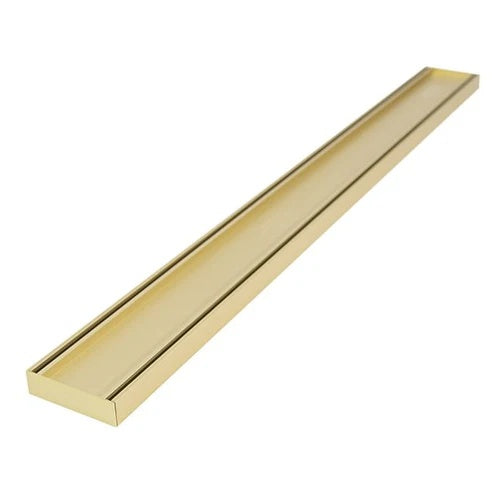 Aluminium Slimline Tile Insert Shower Drain 300-3000x100x21mm – Brushed Gold