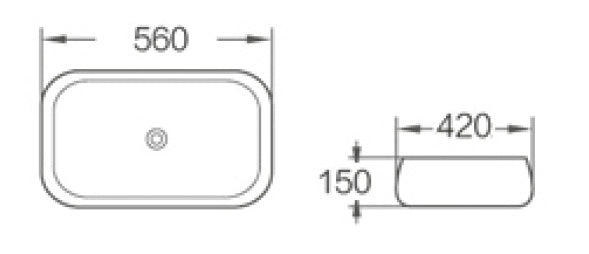 BA560 – 560x420x150mm Above Countertop Basin – alternate view