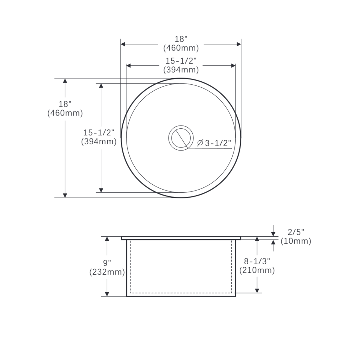460x460x232mm Undermount Fireclay Butler Single Bowl Farmhouse Sink – alternate view