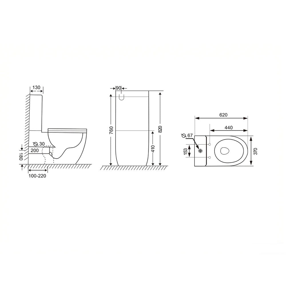 Cera Rimless Back to Wall Toilet Suite – Gloss White – alternate view