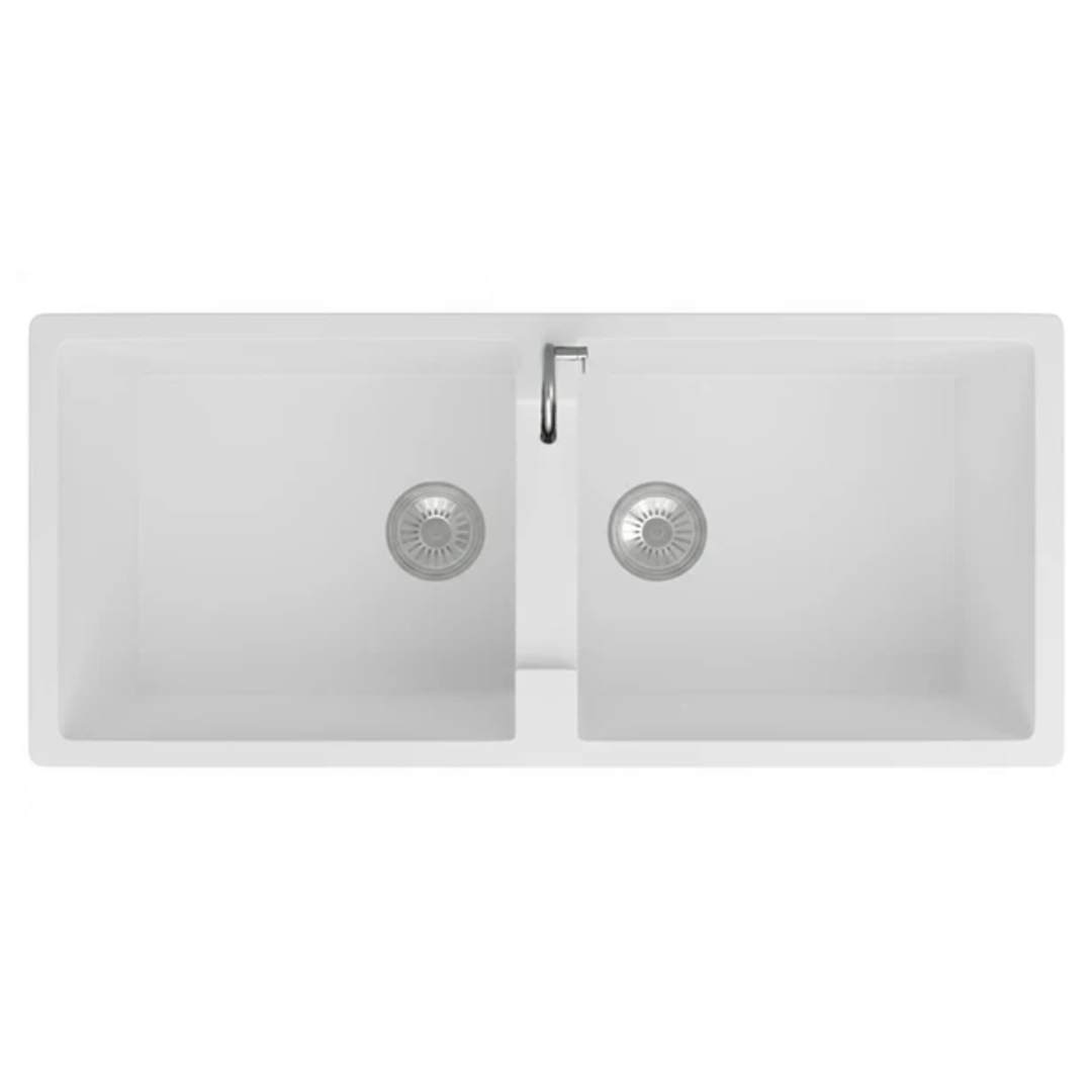 Granite Double Bowl Kitchen Sink D1140-WH – ISTONE – view 5