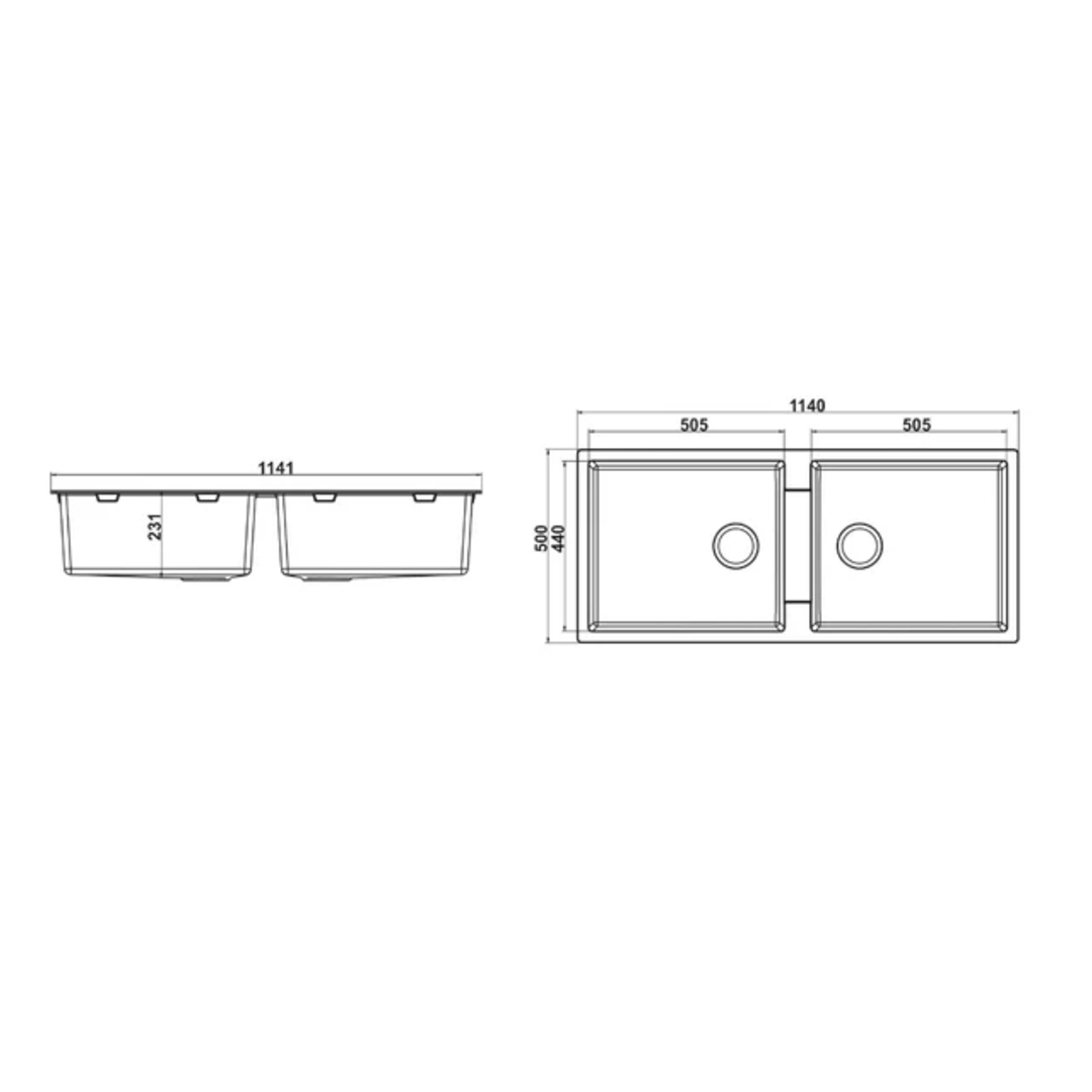 Granite Double Bowl Kitchen Sink D1140-BK – ISTONE – view 8