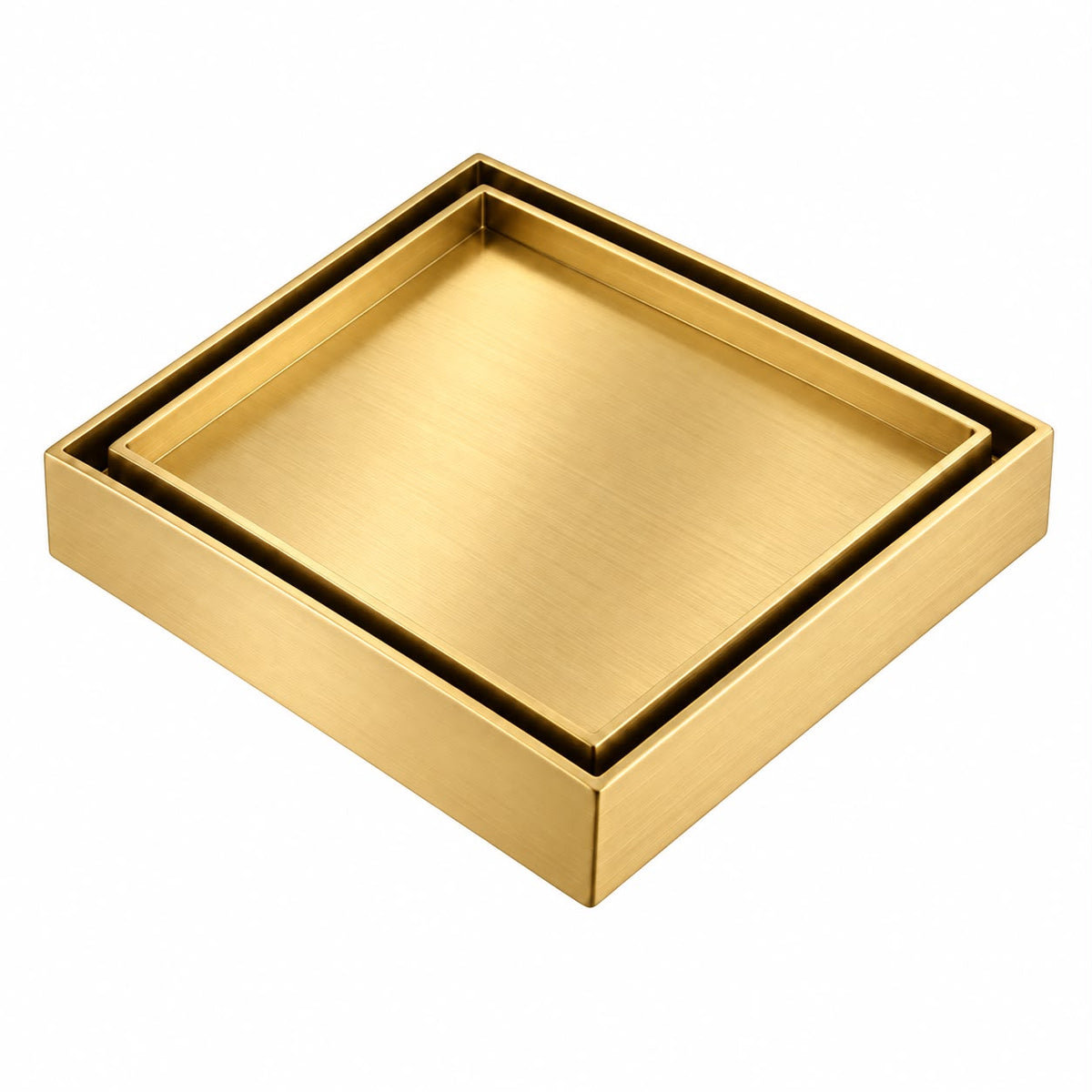 Tile Insert Floor Waste Brushed Gold - 316 Marine Grade Stainless Steel - 120 x 120mm
