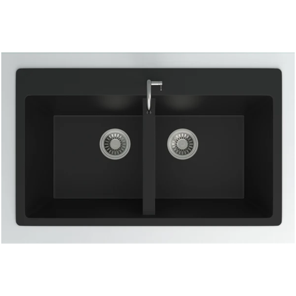 Granite Double Bowl Kitchen Sink D861-BK – ISTONE – view 4