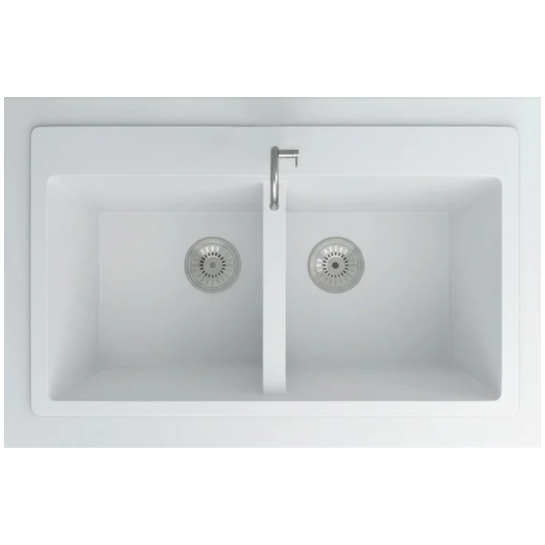 Granite Double Bowl Kitchen Sink D861-WH – ISTONE – view 4