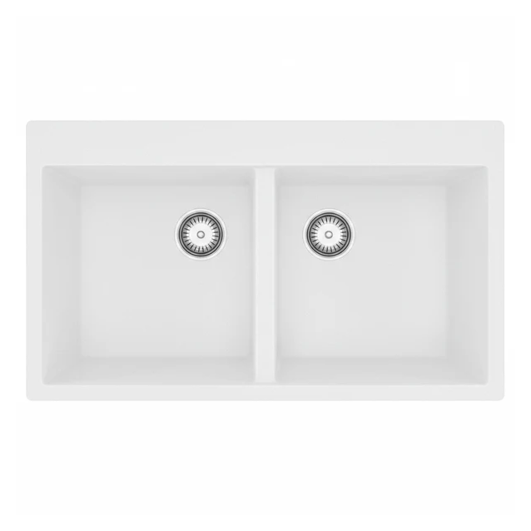 Granite Double Bowl Kitchen Sink D861-WH – ISTONE – detail view