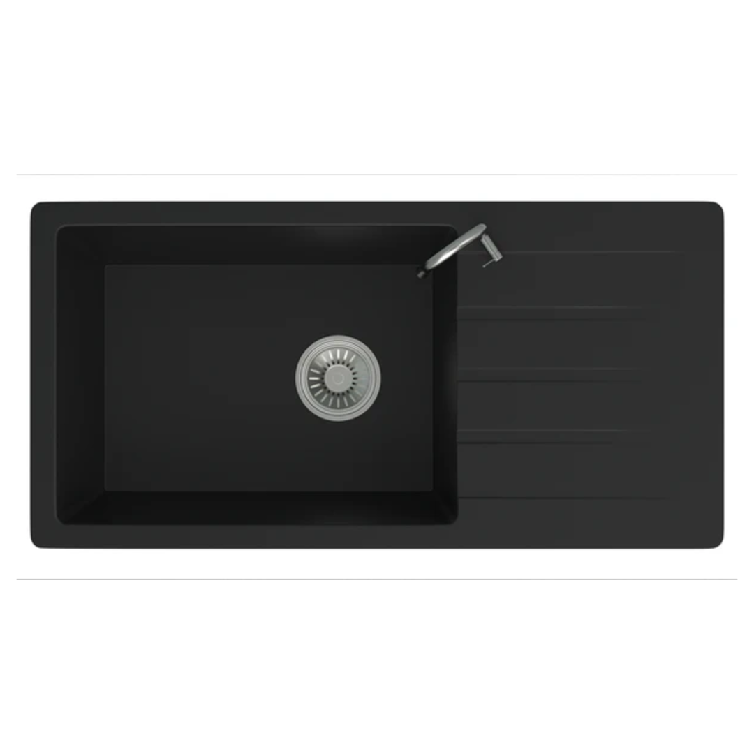 Granite Single Bowl Drainer Kitchen Sink D915-BK – ISTONE – view 4