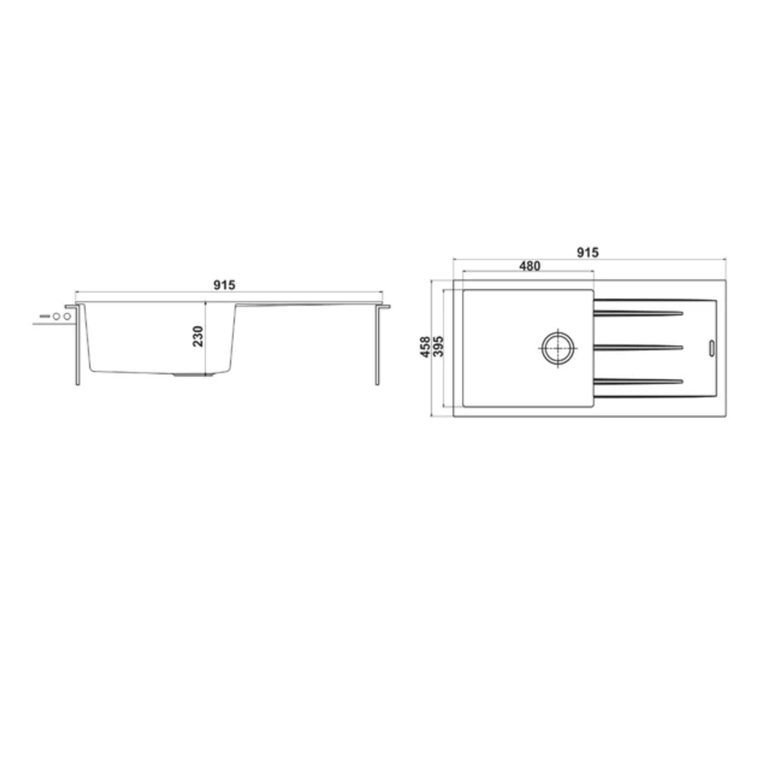 Granite Single Bowl Drainer Kitchen Sink D915-BK – ISTONE – view 8