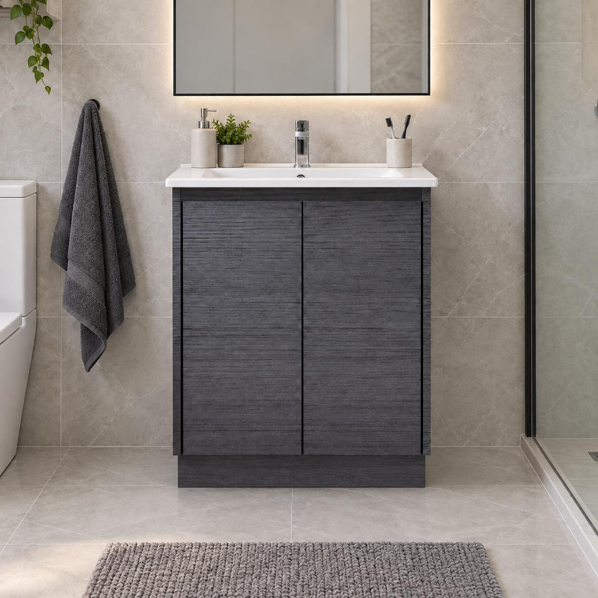 Georgia 600mm Dark Oak Vanity Kickboard - 600x460x880mm