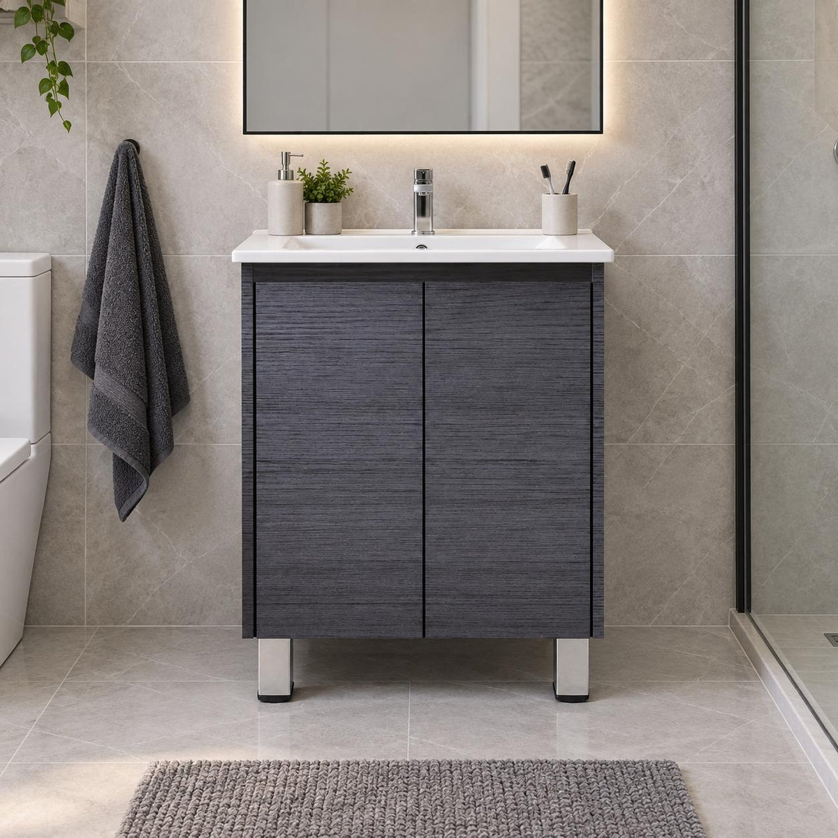 Georgia 600mm Dark Oak Vanity on Legs - 600x460x875mm