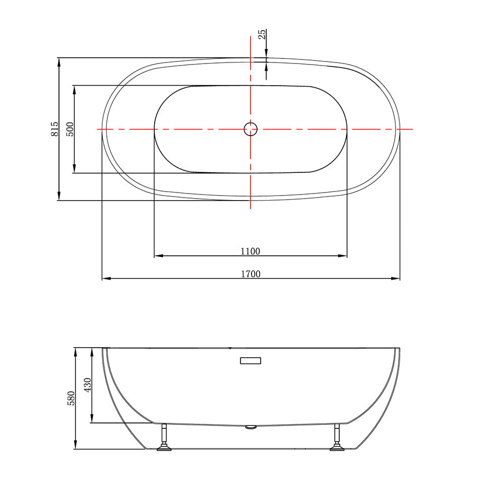 Egg Shape Gloss White Freestanding Bath - 1700mm – view 4