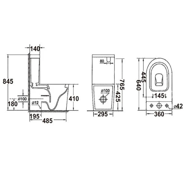 Eva Back To Wall Rimless Toilet Suite – Gloss White – view 4