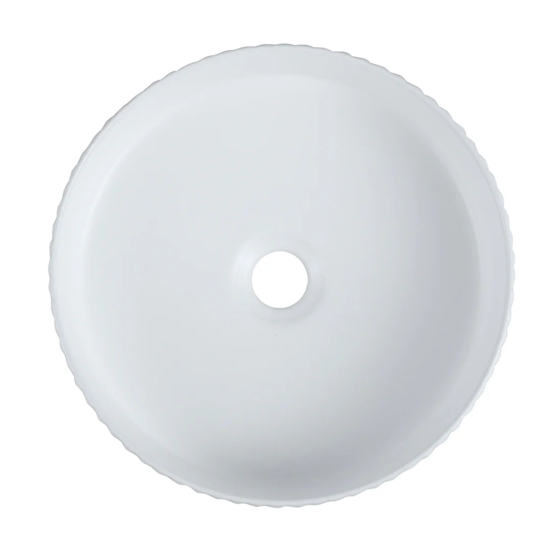 FL400 - 400x400x125mm Above White Above Countertop Basin – detail view