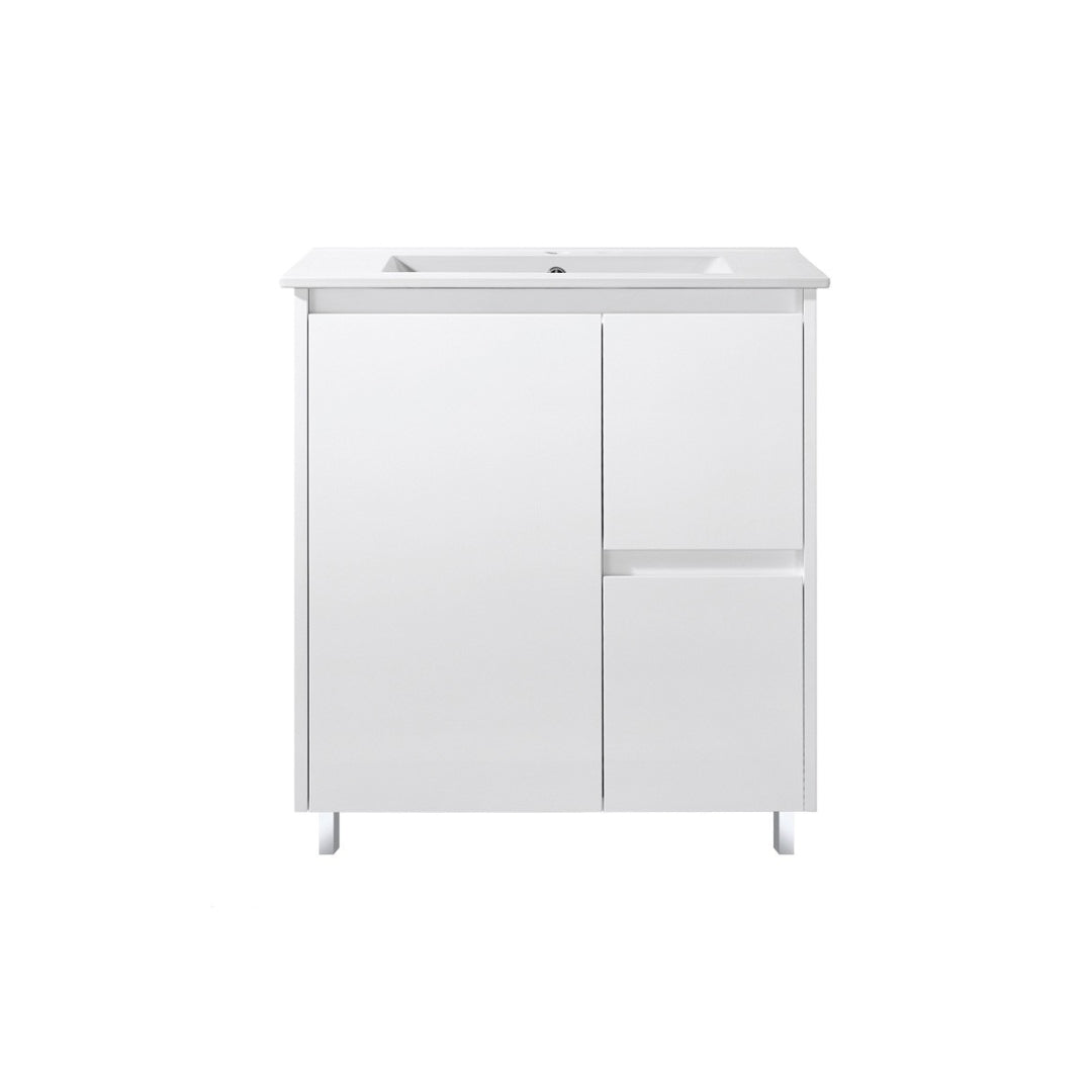 FP750R - 750x460x875mm High Gloss Polyurethane Vanity with Ceramic Basin
