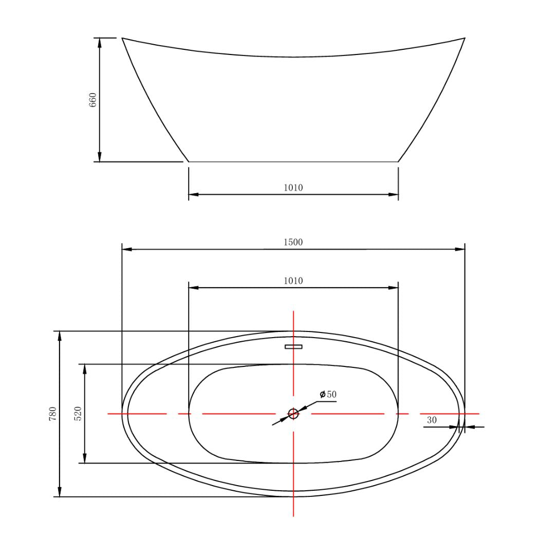 Frances Double High Back Gloss White Freestanding Bath - 1500mm – view 4