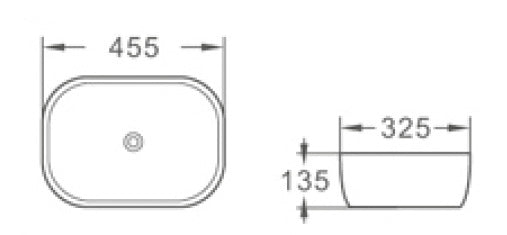 GR455 – 455x325x135mm Above Countertop Basin – detail view