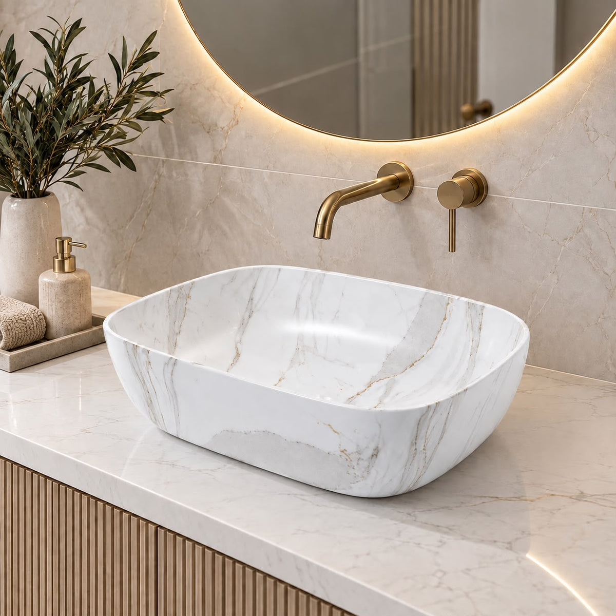 455mm Rectangular Calcutta Above Counter Basin 455x325x135mm