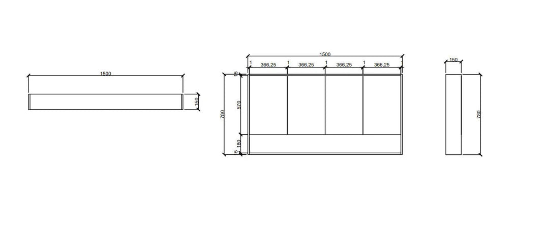 Hera 1500mm Shave Cabinet - 1500x780x150mm