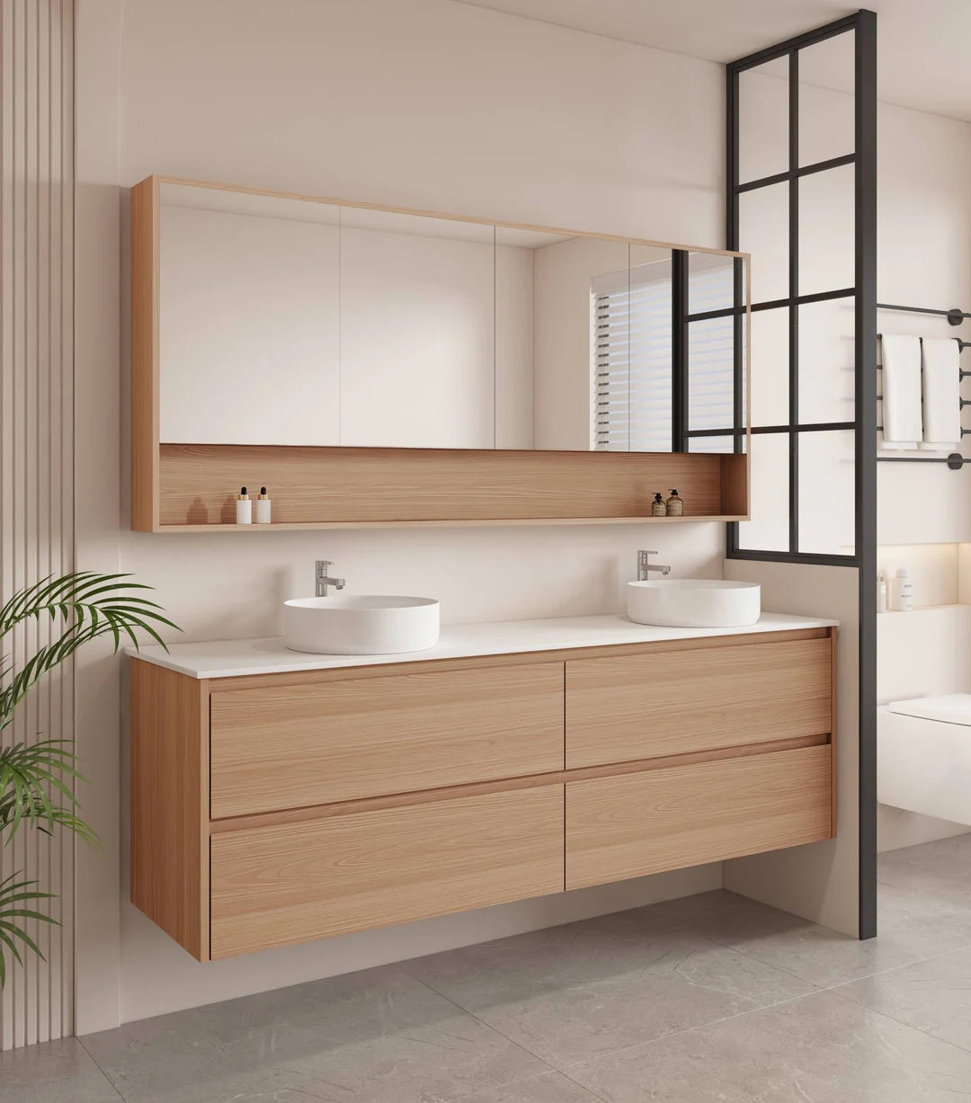 Hera 1800mm Vanity Wall Hung Double Bowl - 1800x450x560mm