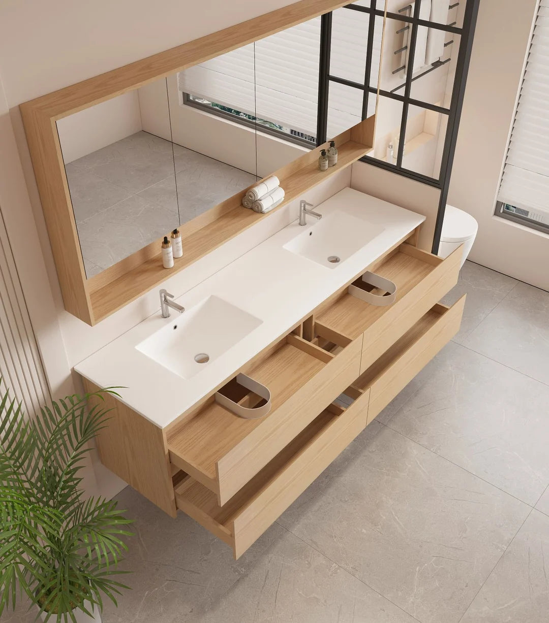 Hera 1800mm Vanity Wall Hung Double Bowl - 1800x450x560mm