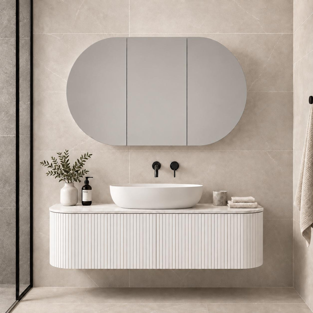 1200mm Horizontal Pill Shaving Cabinet Matte White - 1200 x 600mm