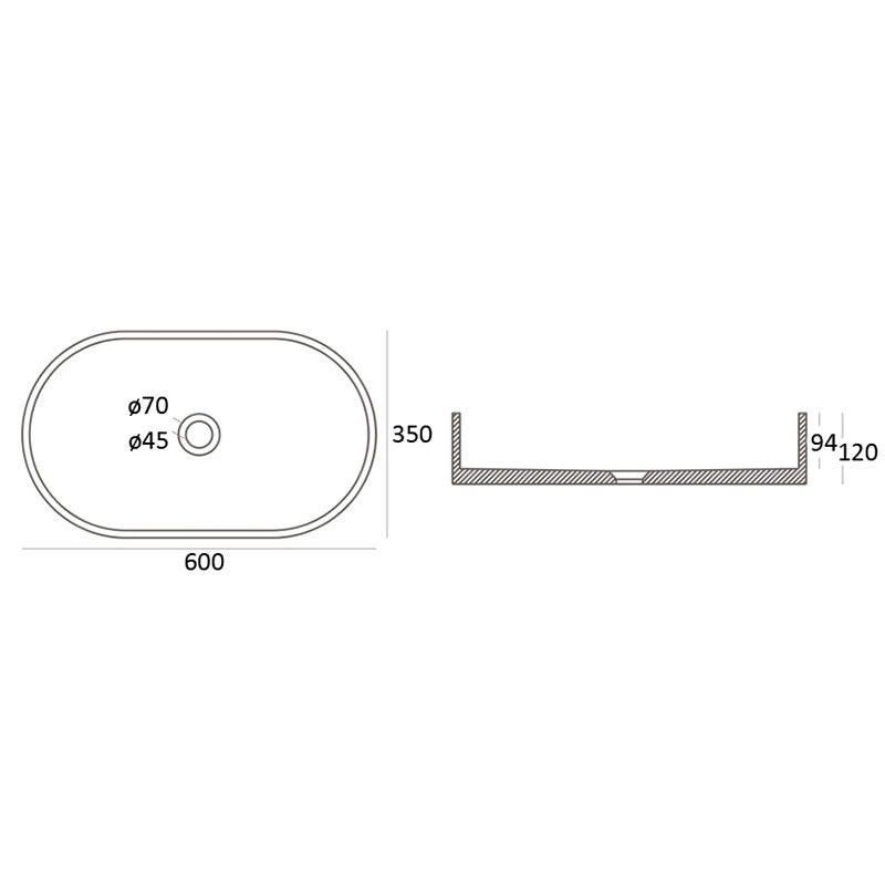 Zale Above Counter Grey 600mm – alternate view