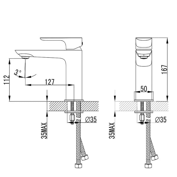 Banda Basin Mixer Chrome – alternate view