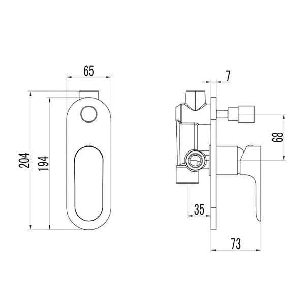 Banda Wall Mixer Diverter Chrome – alternate view