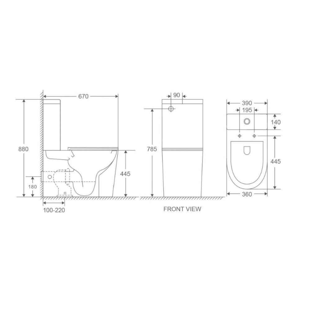 Ivy Rimless Back to Wall Toilet Suite – Matte White – alternate view