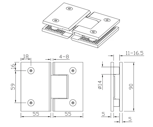 Luxury Antique Brass Shower Hinge – alternate view