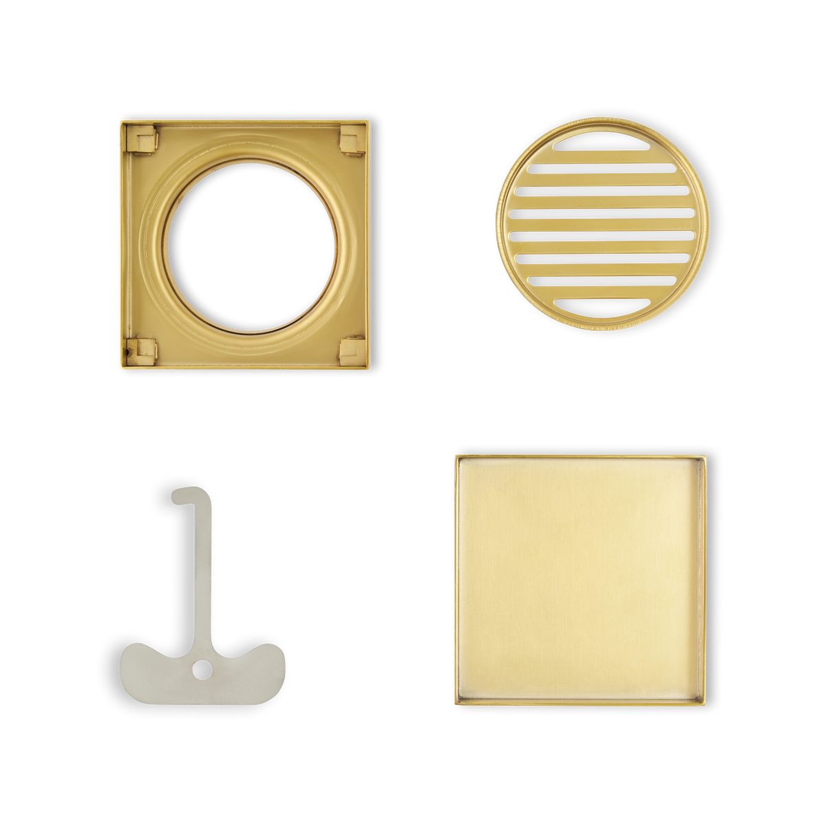 Tile Insert Floor Waste Brushed Gold - 316 Marine Grade Stainless Steel - 120 x 120mm