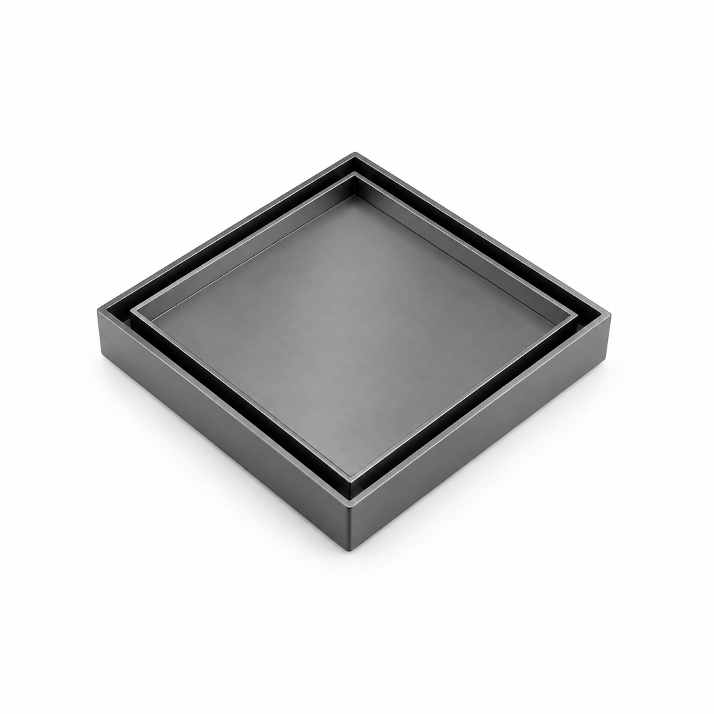 Tile Insert Floor Waste Gunmetal - 316 Marine Grade Stainless Steel - 120 x 120mm