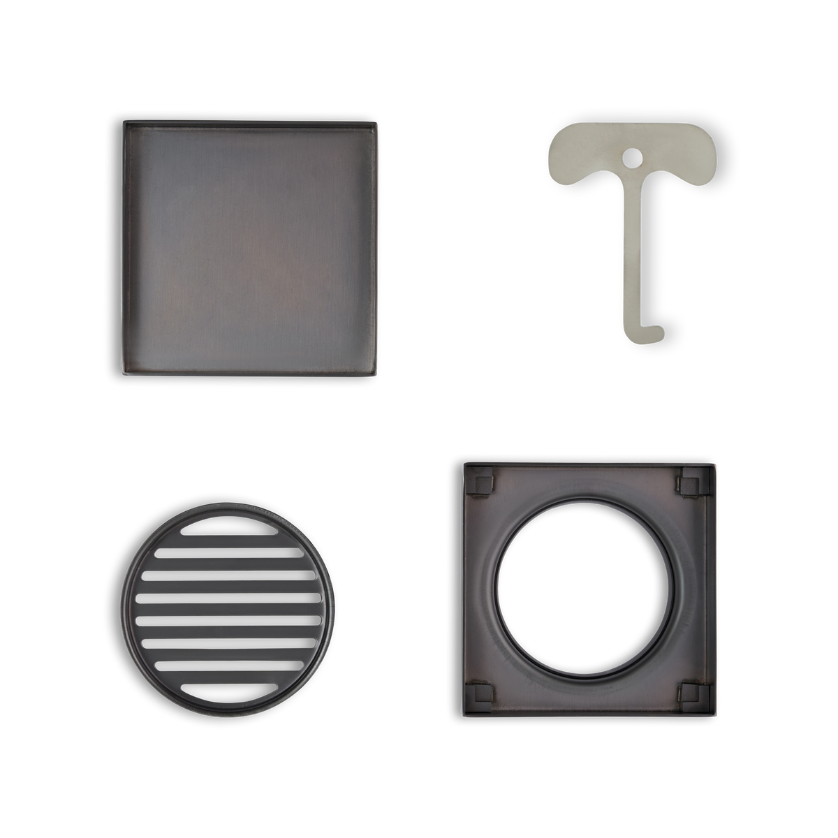 Tile Insert Floor Waste Gunmetal - 316 Marine Grade Stainless Steel - 120 x 120mm