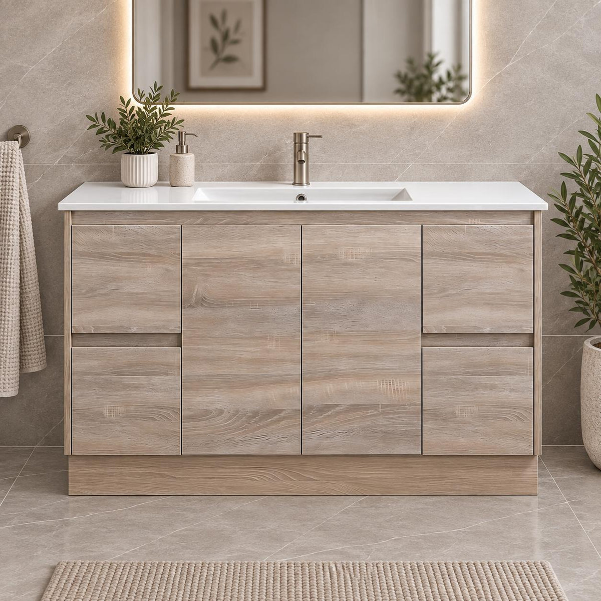 Gina 1200mm Light Oak Vanity Kickboard - 1200x460x880mm