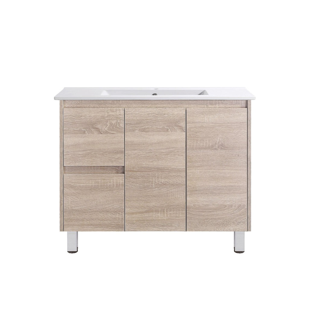 LM900L - 900x460x875mm Veneer Cabinet Vanity with Ceramic Basin