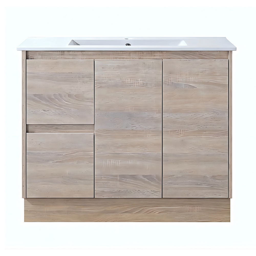LM900L-KB - 900x460x880mm Light Oak MDF Kickboard Vanity with Ceramic Basin