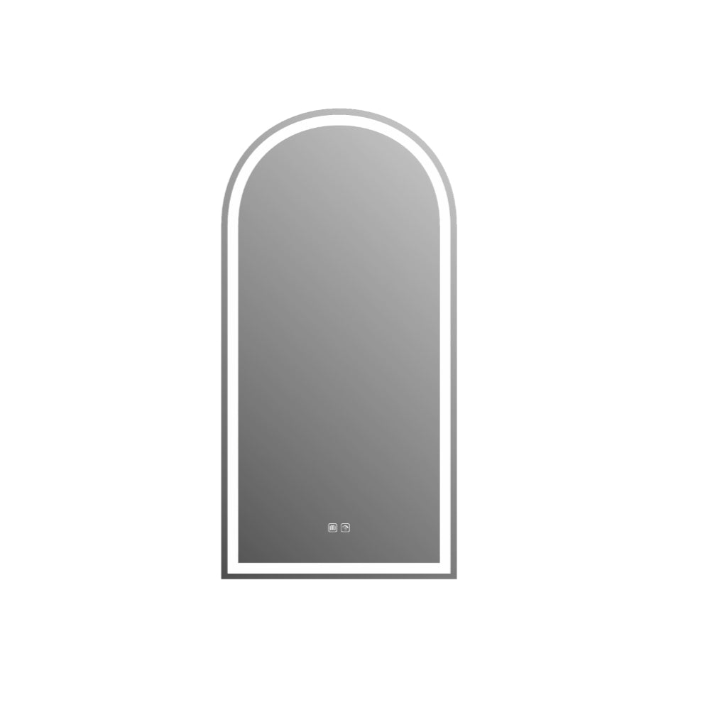 LSA4590 - 450x900x130mm Matte White Polyurethane Arch LED Cabinet with Pencil Mirror – alternate view