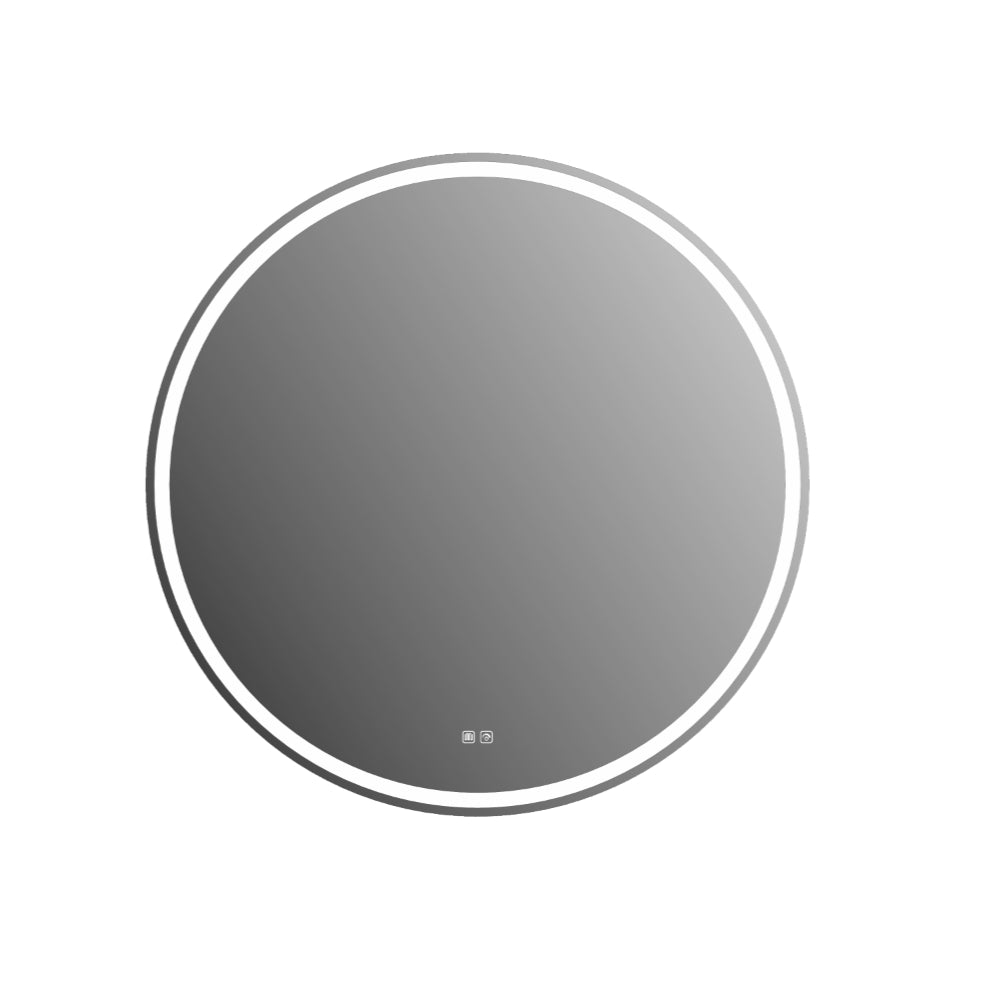 LSC900 - 900x130mm Matte White Polyurethane Round LED Cabinet with Pencil Edge Mirror – alternate view