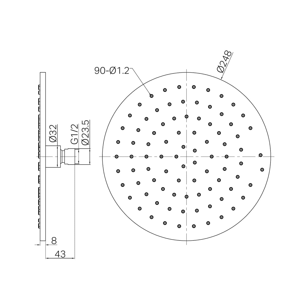 Nero 300mm Round Metal Shower Head