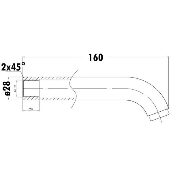 Yale Spout Curved 160mm – alternate view